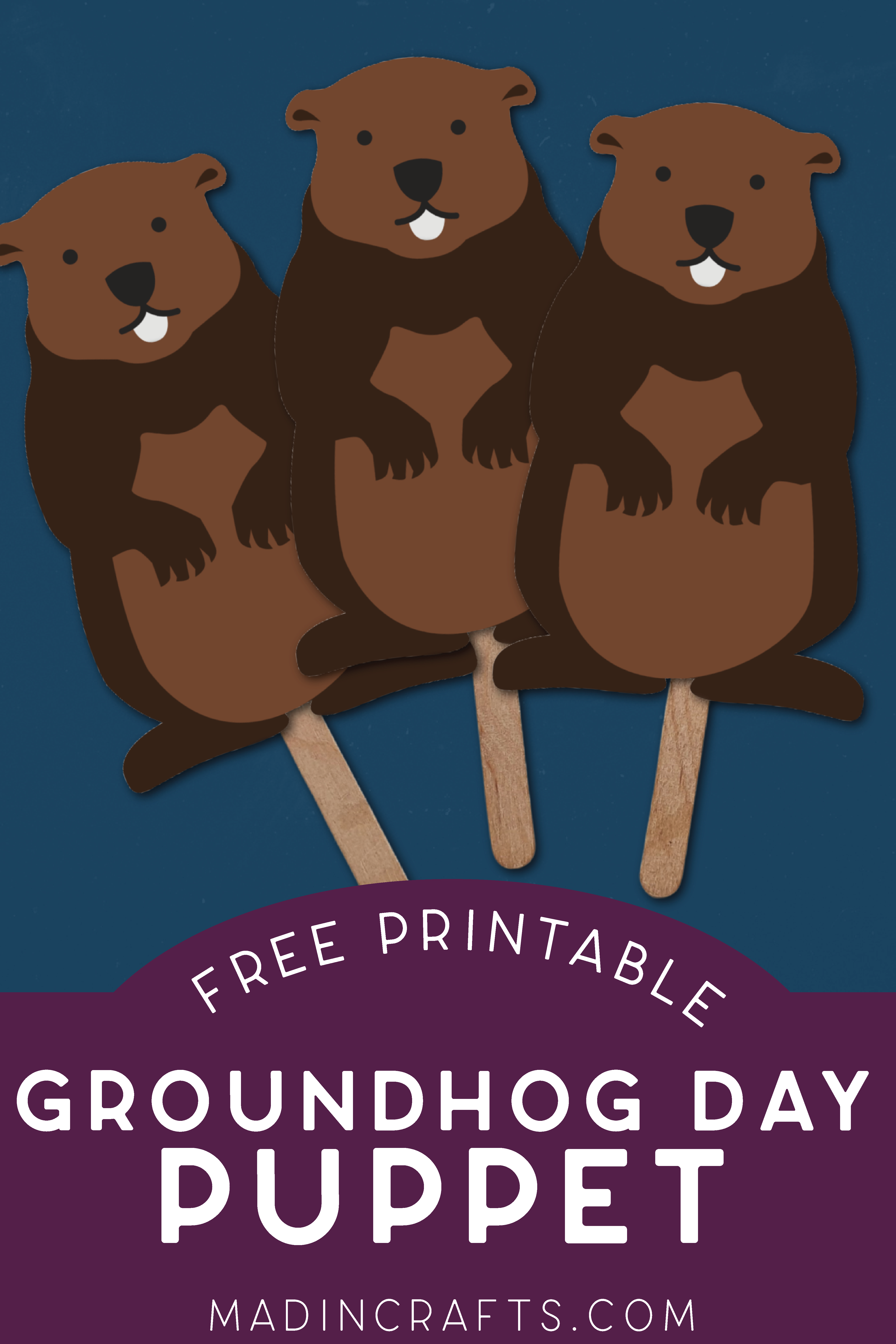 easy printable groundhog day puppet crafts mad in crafts